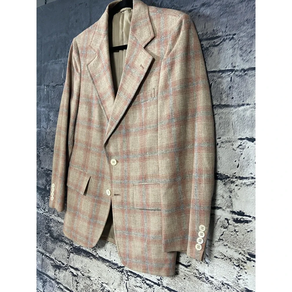 Rogers Peet Blazer Mens Small‎ S37 Plaid Wool Silk Blend Sport Coat